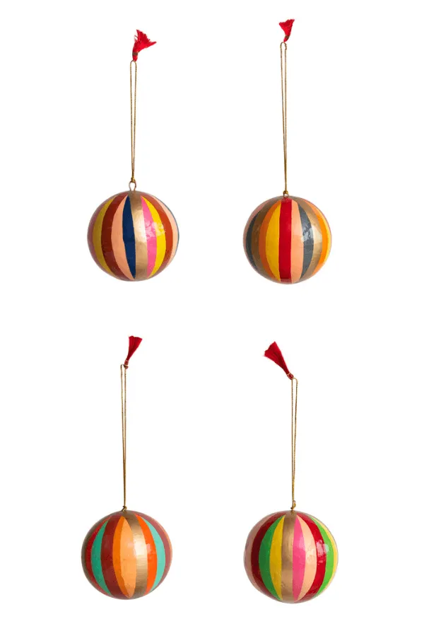 Striped Paper Mache Ornament