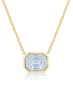 Sunburst Emerald Cut Diamond Necklace