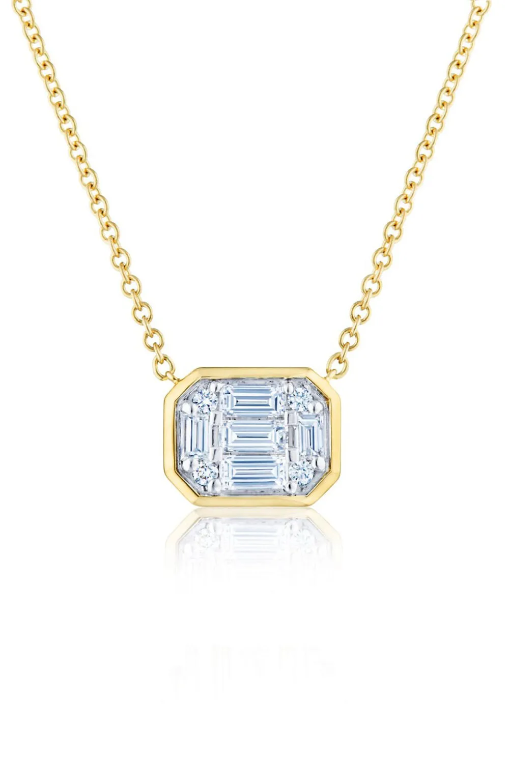 Sunburst Emerald Cut Diamond Necklace