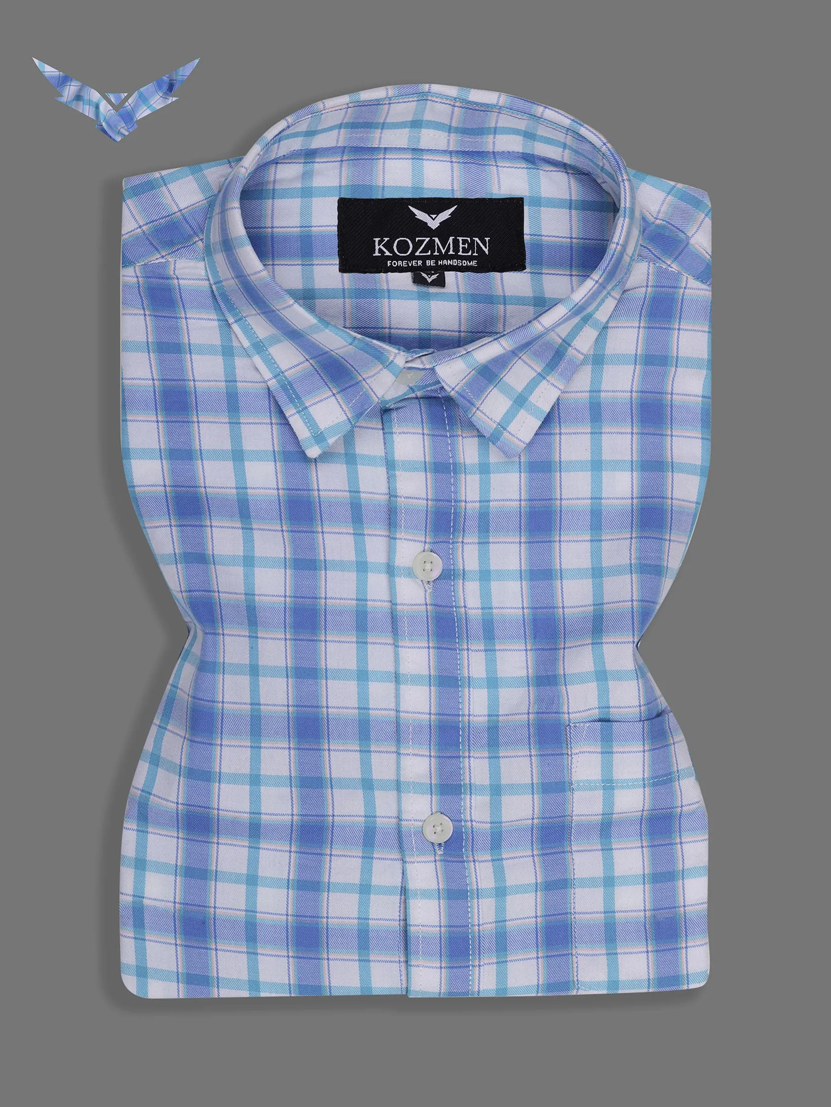 Tartan Plaid Aqua Blue And Blue Luxury Check Shirt