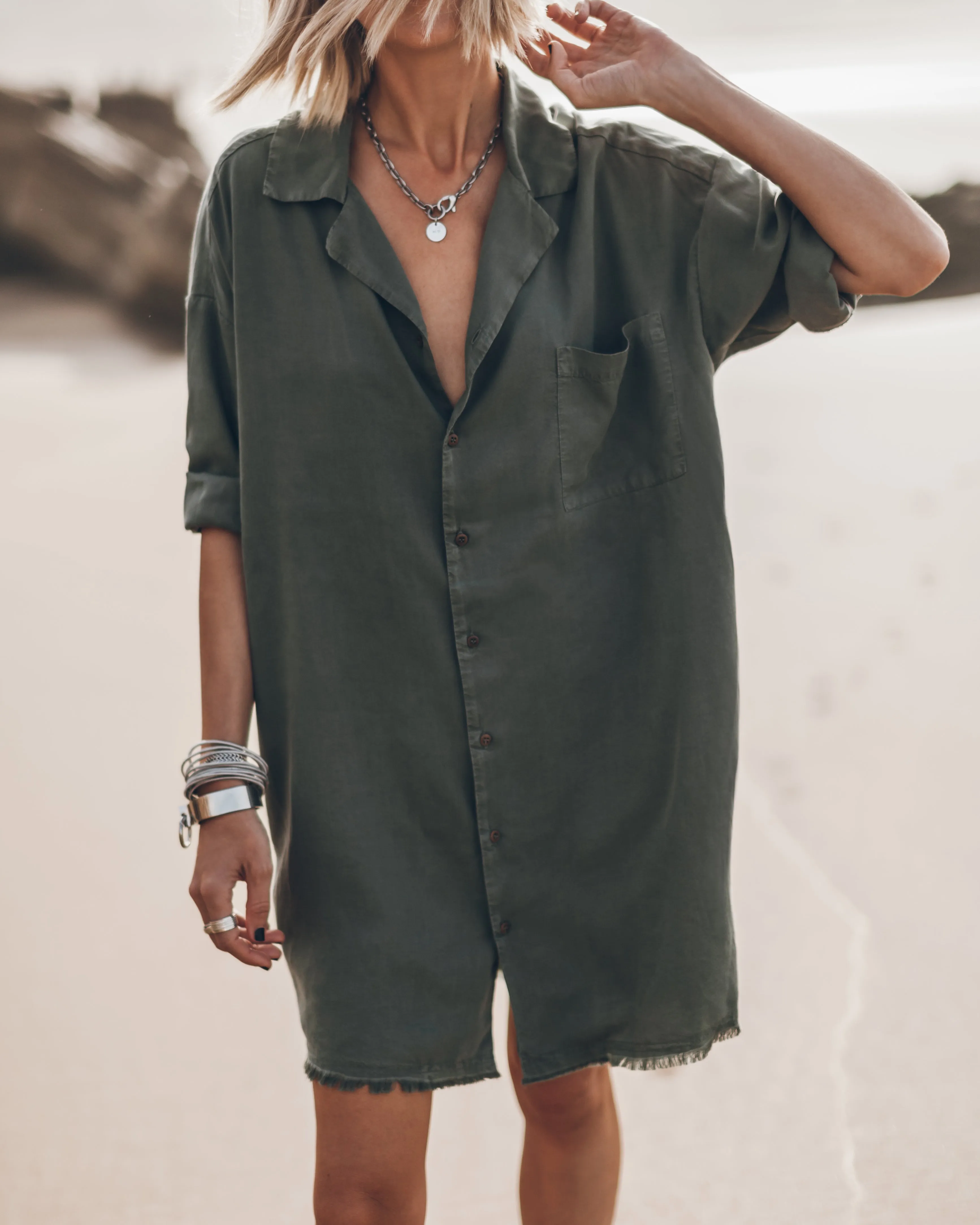 The Green Shirt Dress