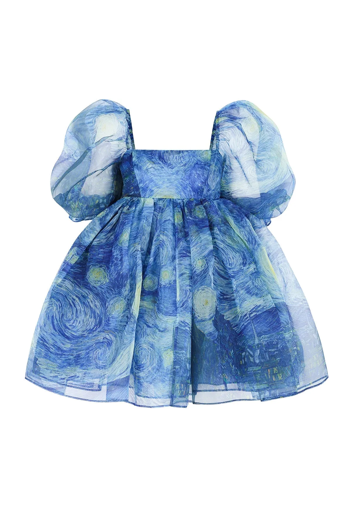 The Starry Night Silk Puff Dress