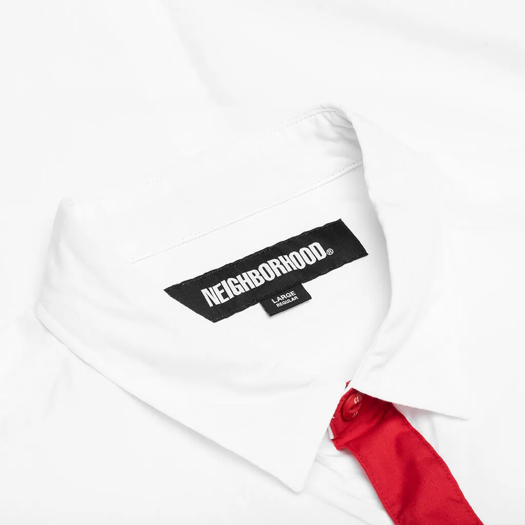 Tie Shirt LS - White/Red