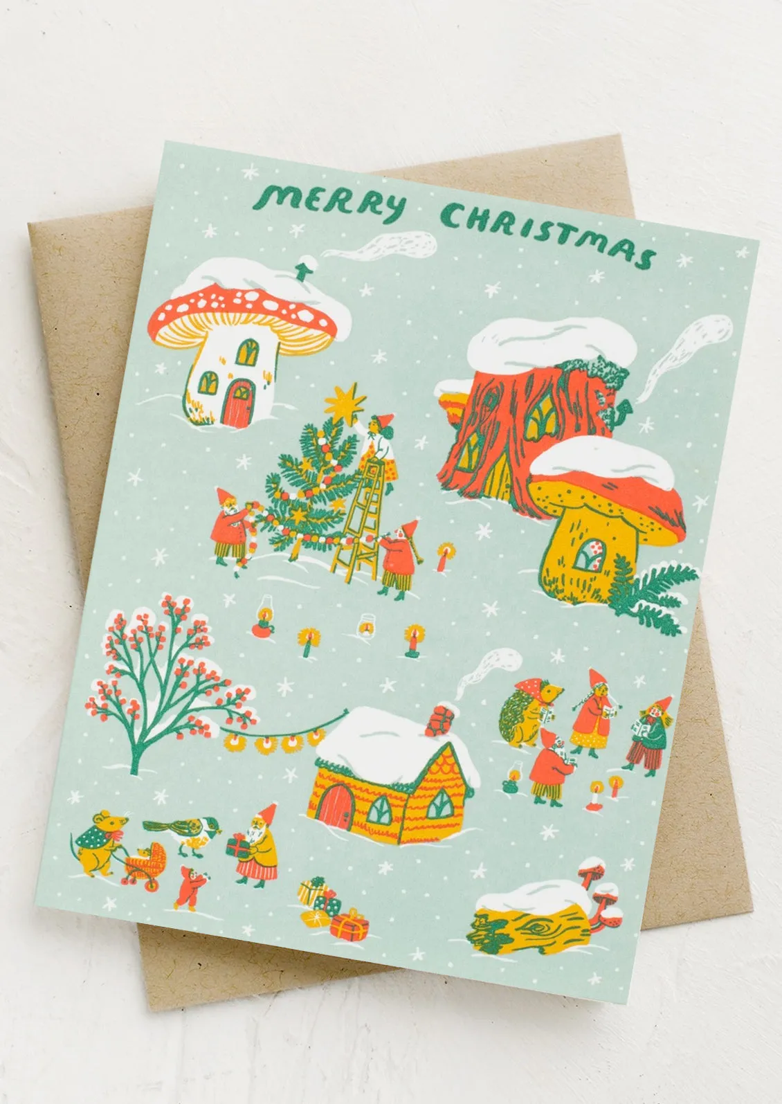 Toadstool Village Christmas Card