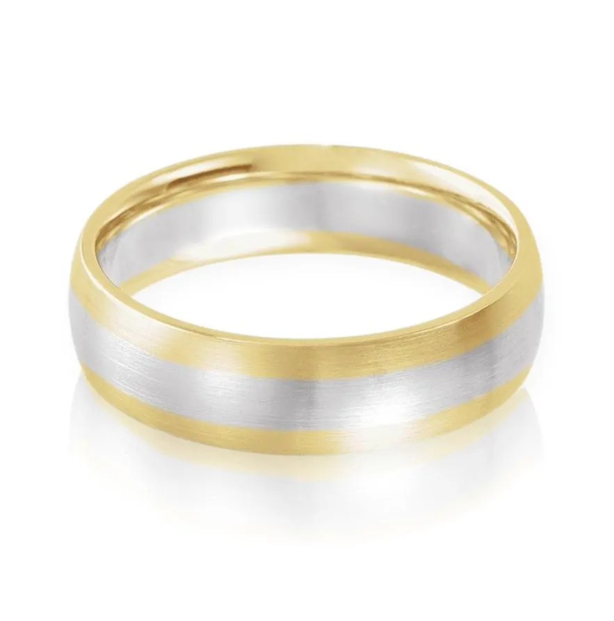 Two-tone 14k White and Yellow Gold 6mm Wide Comfort-fit Men's Wedding Band