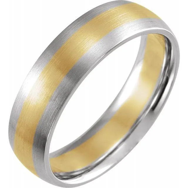 Two-tone 14k White and Yellow Gold 6mm Wide Comfort-fit Men's Wedding Band