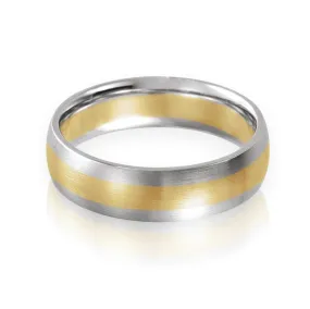 Two-tone 14k White and Yellow Gold 6mm Wide Comfort-fit Men's Wedding Band