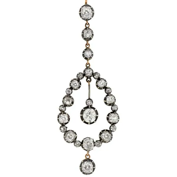 Victorian 18kt Diamond Teardrop Earrings 7ctw