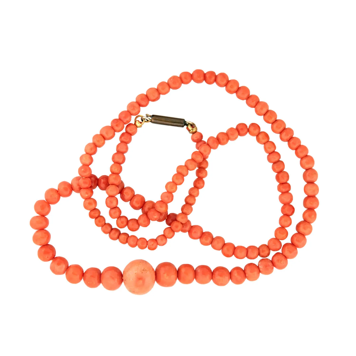 Victorian 9k Graduated Coral Bead Necklace