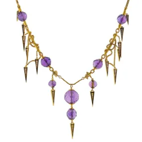 Victorian Amethyst & Diamond Enameled Festoon Necklace