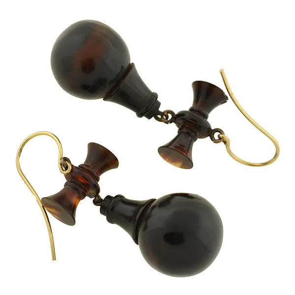 Victorian Tortoise Shell Earrings w/ 14kt Wires