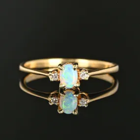 Vintage 14K Gold Diamond Opal Ring