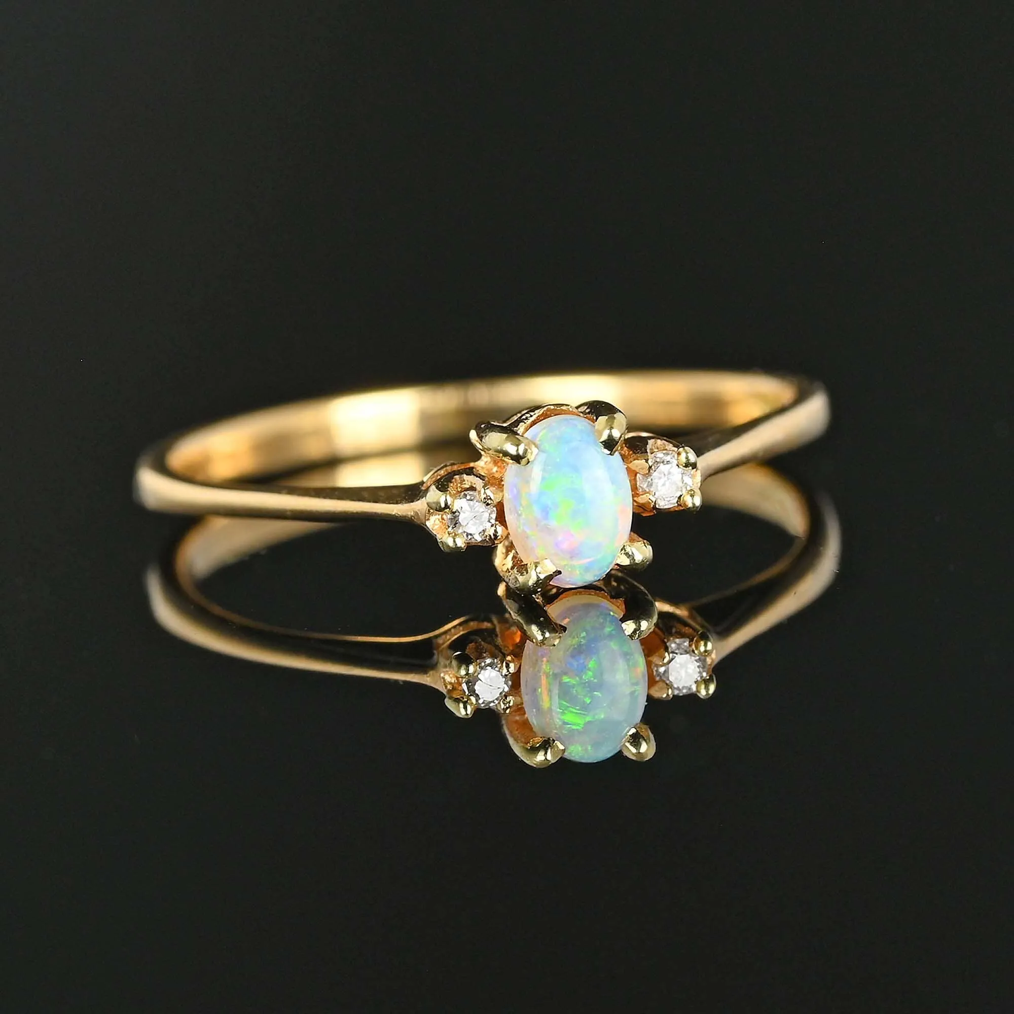 Vintage 14K Gold Diamond Opal Ring