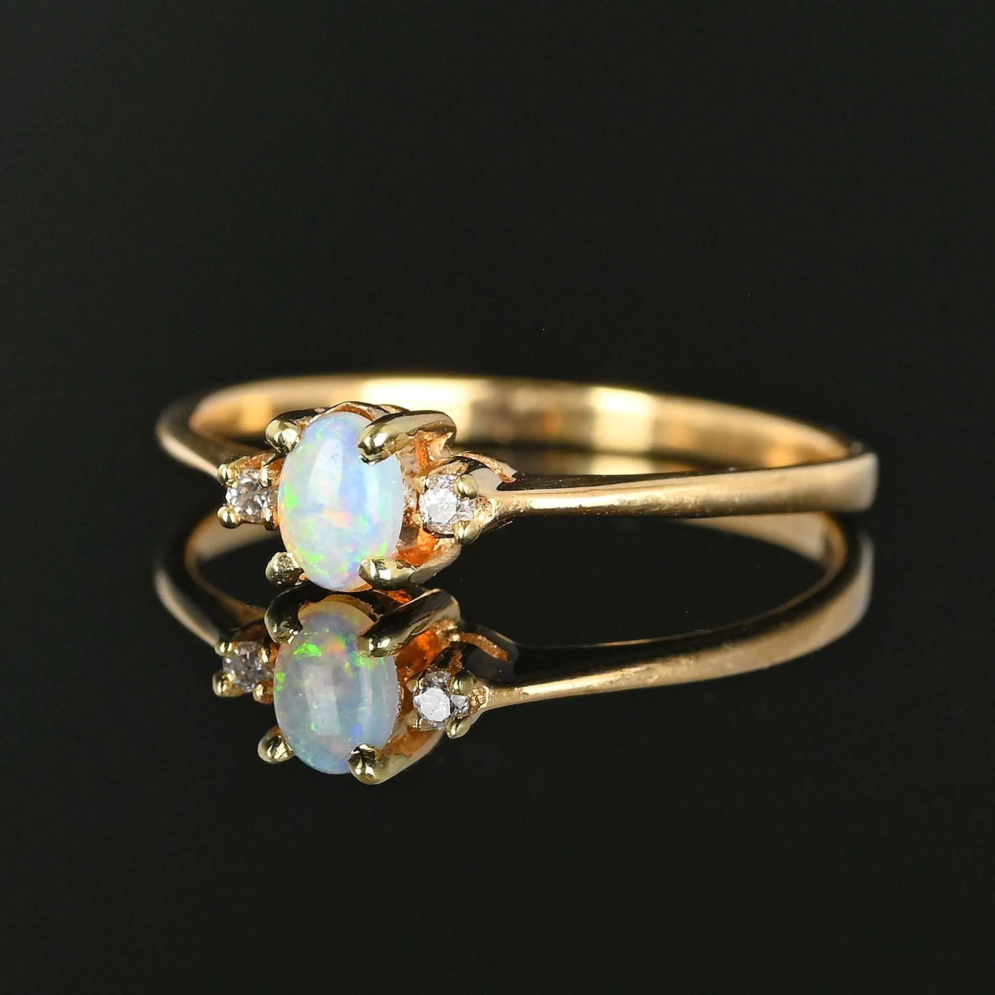 Vintage 14K Gold Diamond Opal Ring