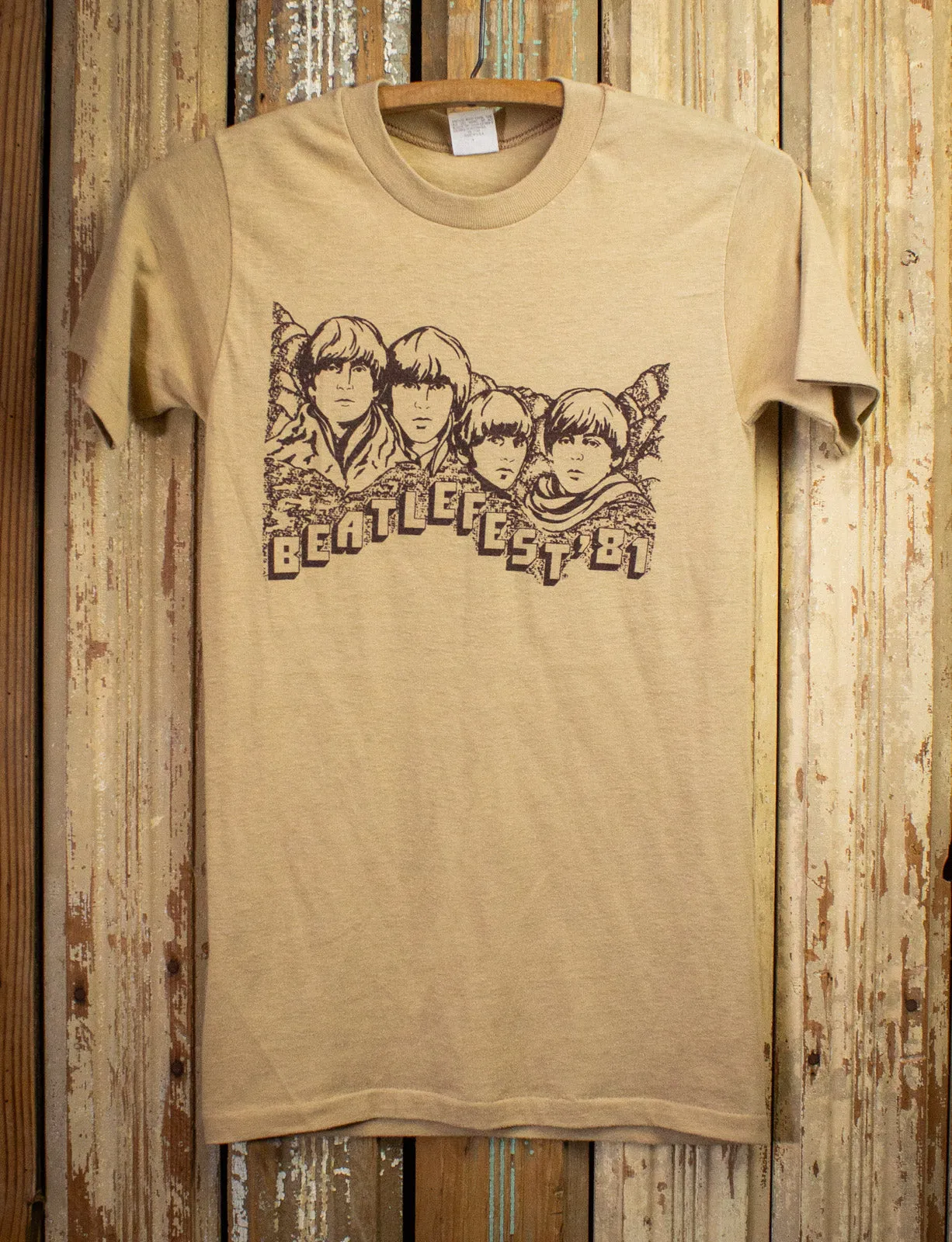 Vintage Beatles Beatlefest Concert T Shirt 1981 Tan XS