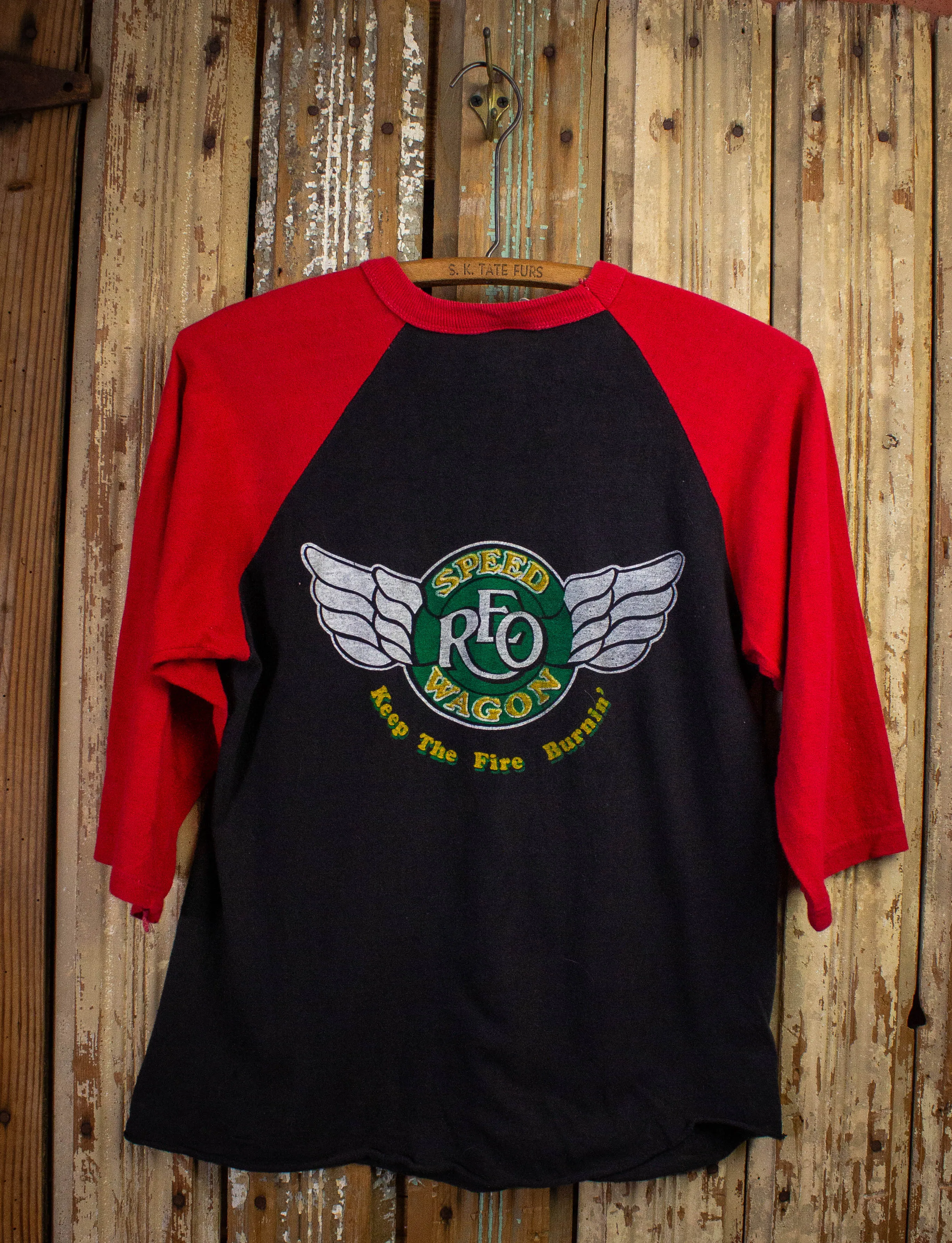 Vintage REO Speedwagon Good Trouble Tour Raglan Concert T Shirt 1982 Red/Black Small