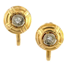 Vintage Two Toned Diamond Earrings