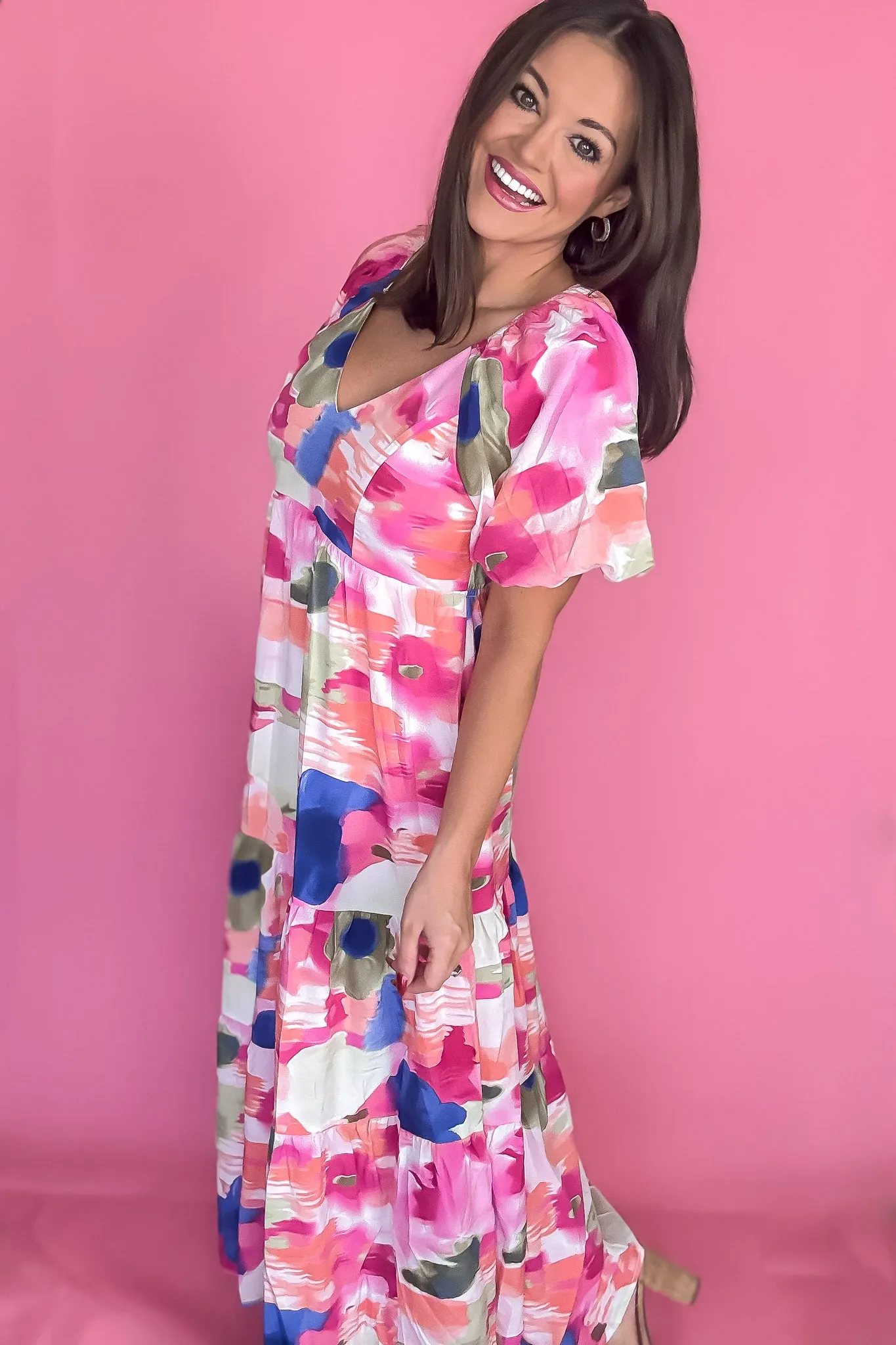 Watercolor Print Maxi Dress