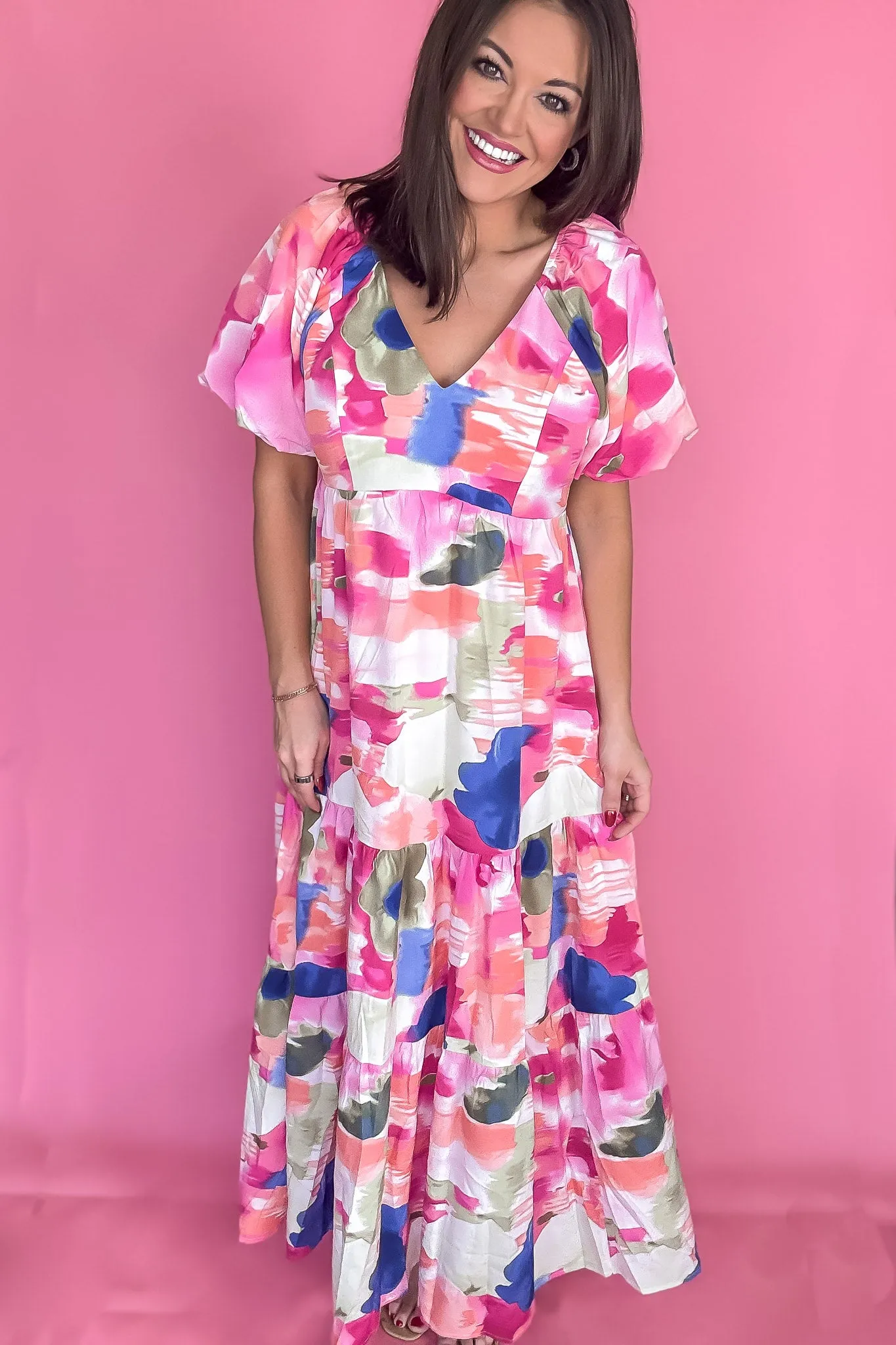 Watercolor Print Maxi Dress