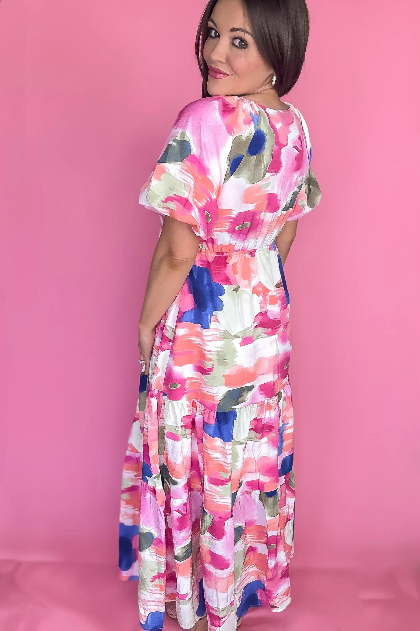 Watercolor Print Maxi Dress