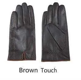 Winter Men's Genuine Leather Gloves  New Brand Touch Screen Gloves Fashion Warm Black Gloves Goatskin Mittens GSM012