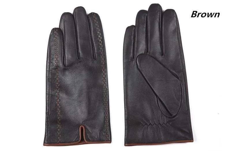 Winter Men's Genuine Leather Gloves  New Brand Touch Screen Gloves Fashion Warm Black Gloves Goatskin Mittens GSM012