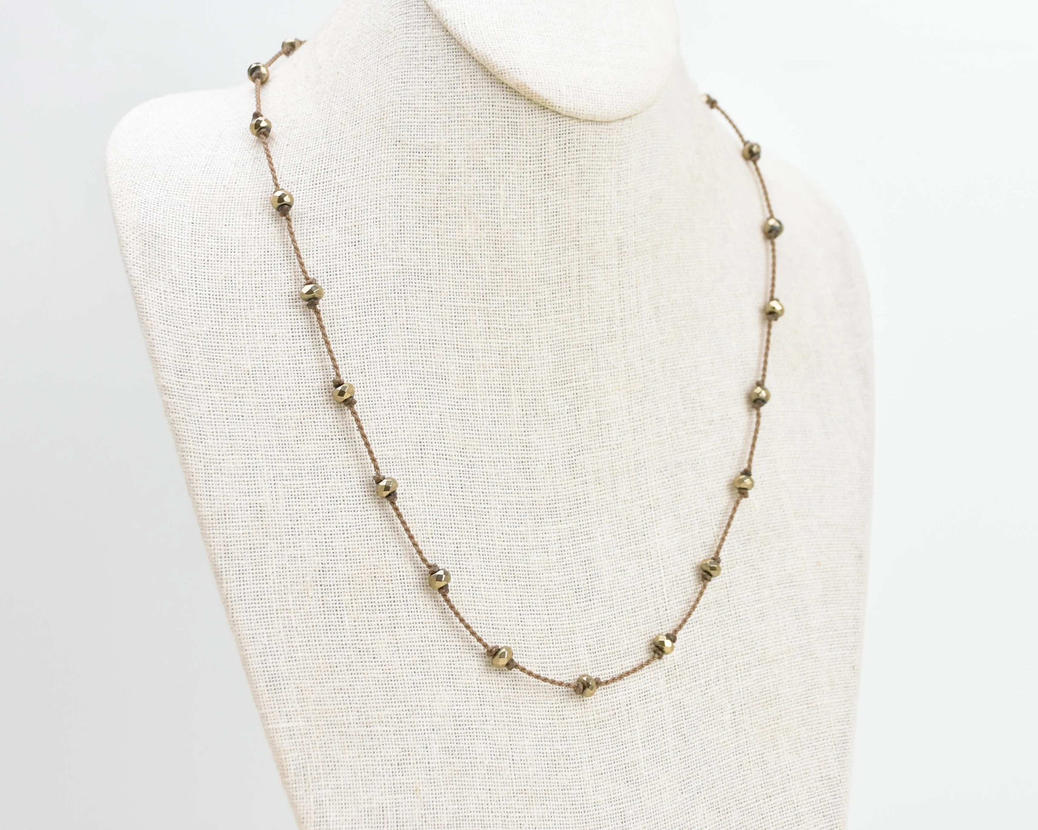 Wrap-1902-Pyrite Rondelle Faceted Petite