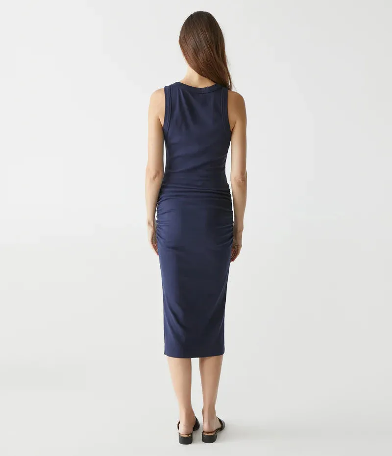 WREN RIBBED MIDI DRESS (NOCTURNAL) - MICHAEL STARS