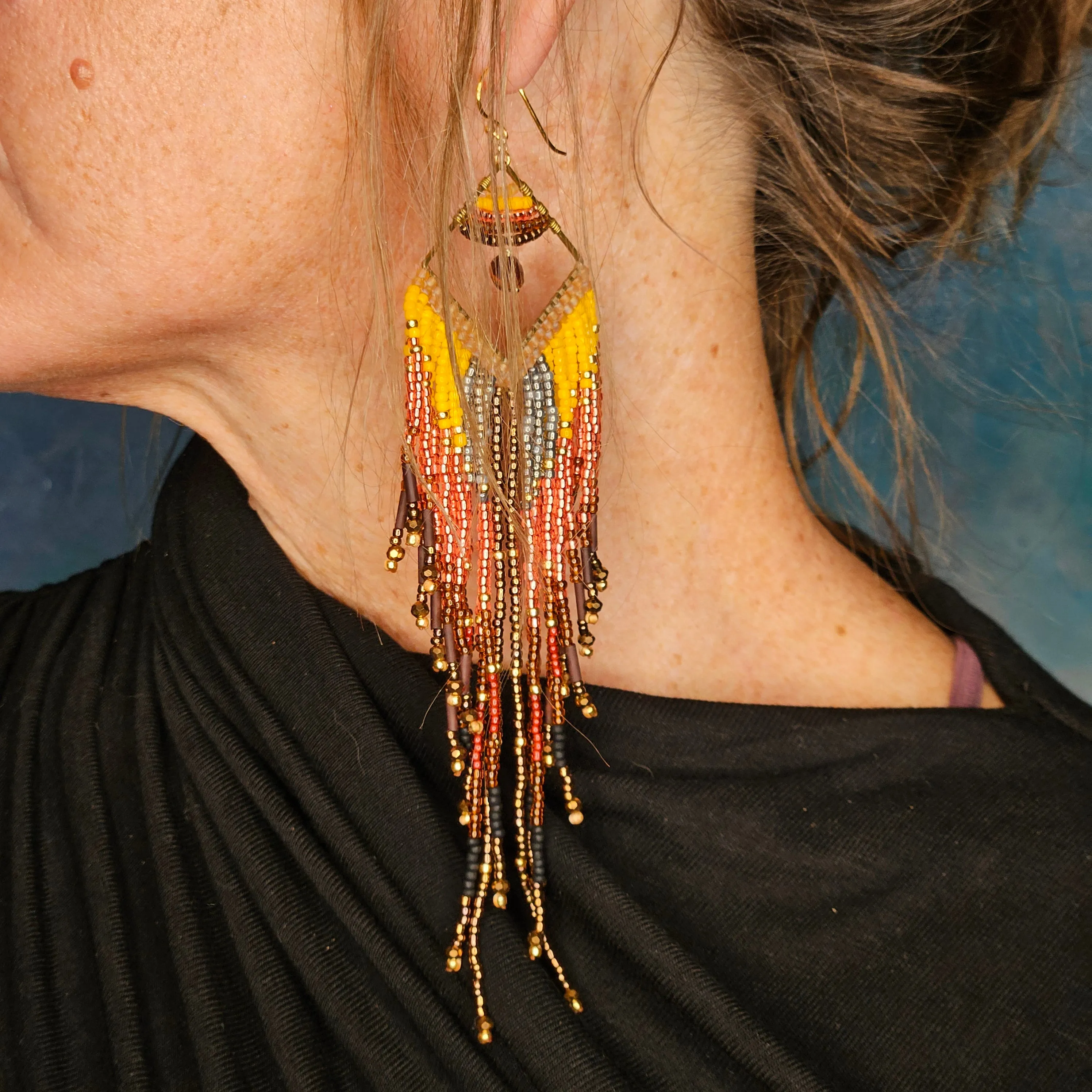 Yellow | Brown Gypsy Glamor Earrings