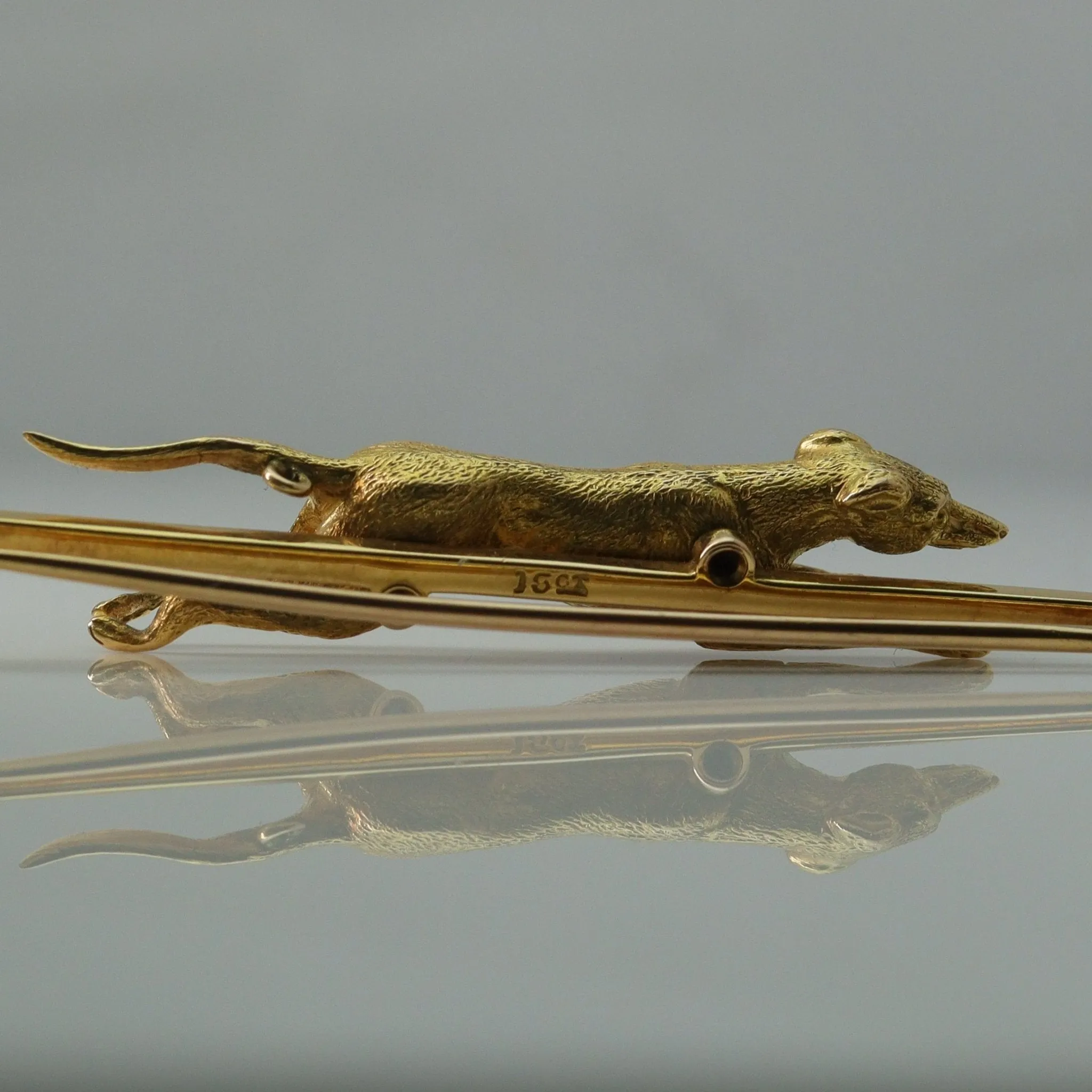 Yellow Gold Victorian Greyhound Bar Brooch