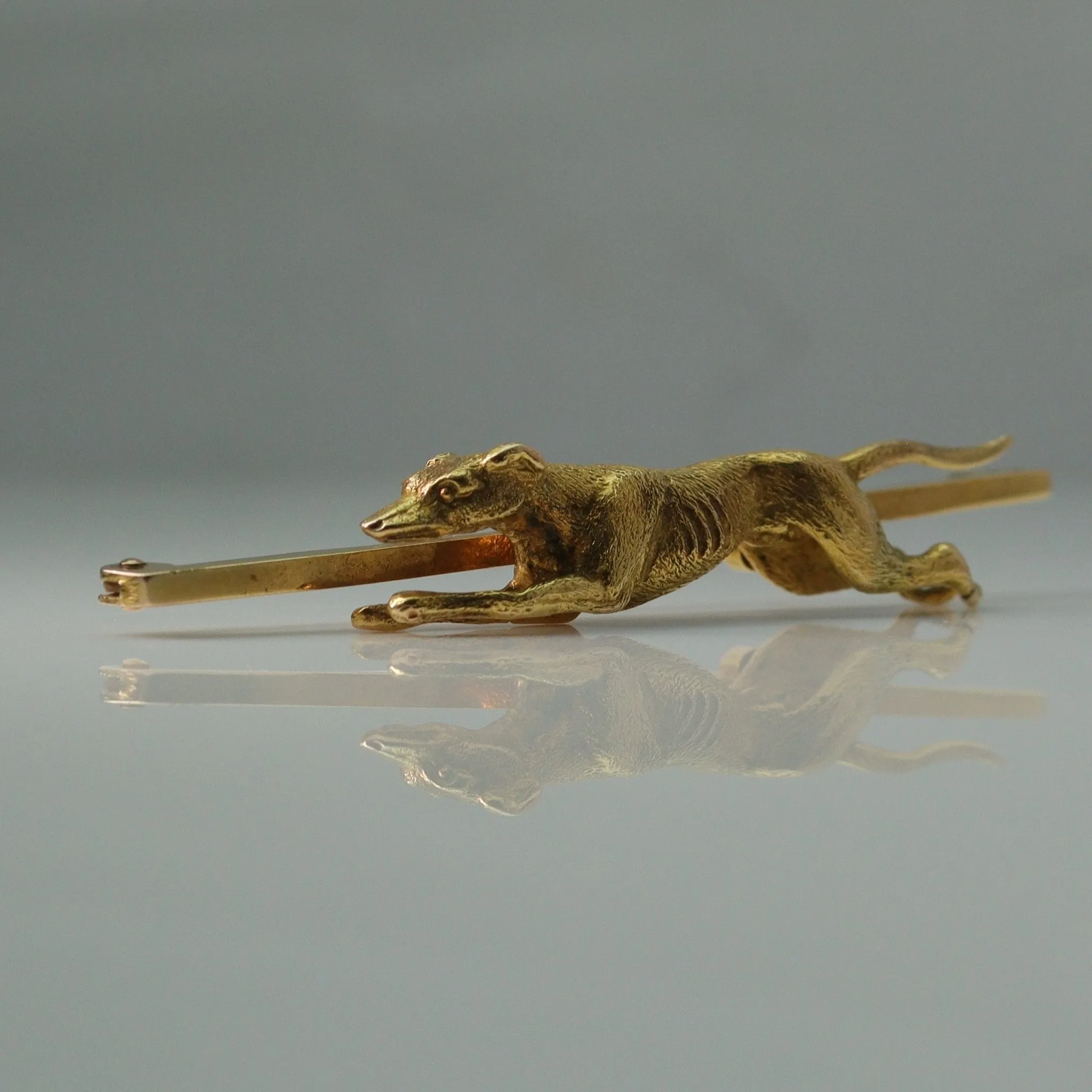 Yellow Gold Victorian Greyhound Bar Brooch