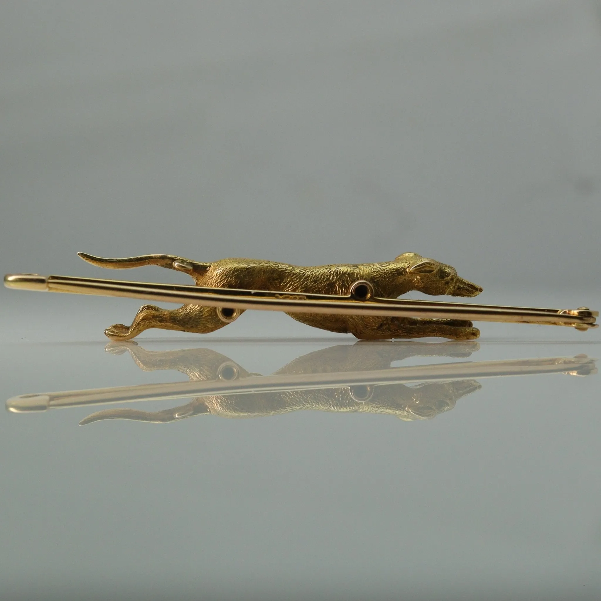 Yellow Gold Victorian Greyhound Bar Brooch