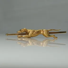 Yellow Gold Victorian Greyhound Bar Brooch