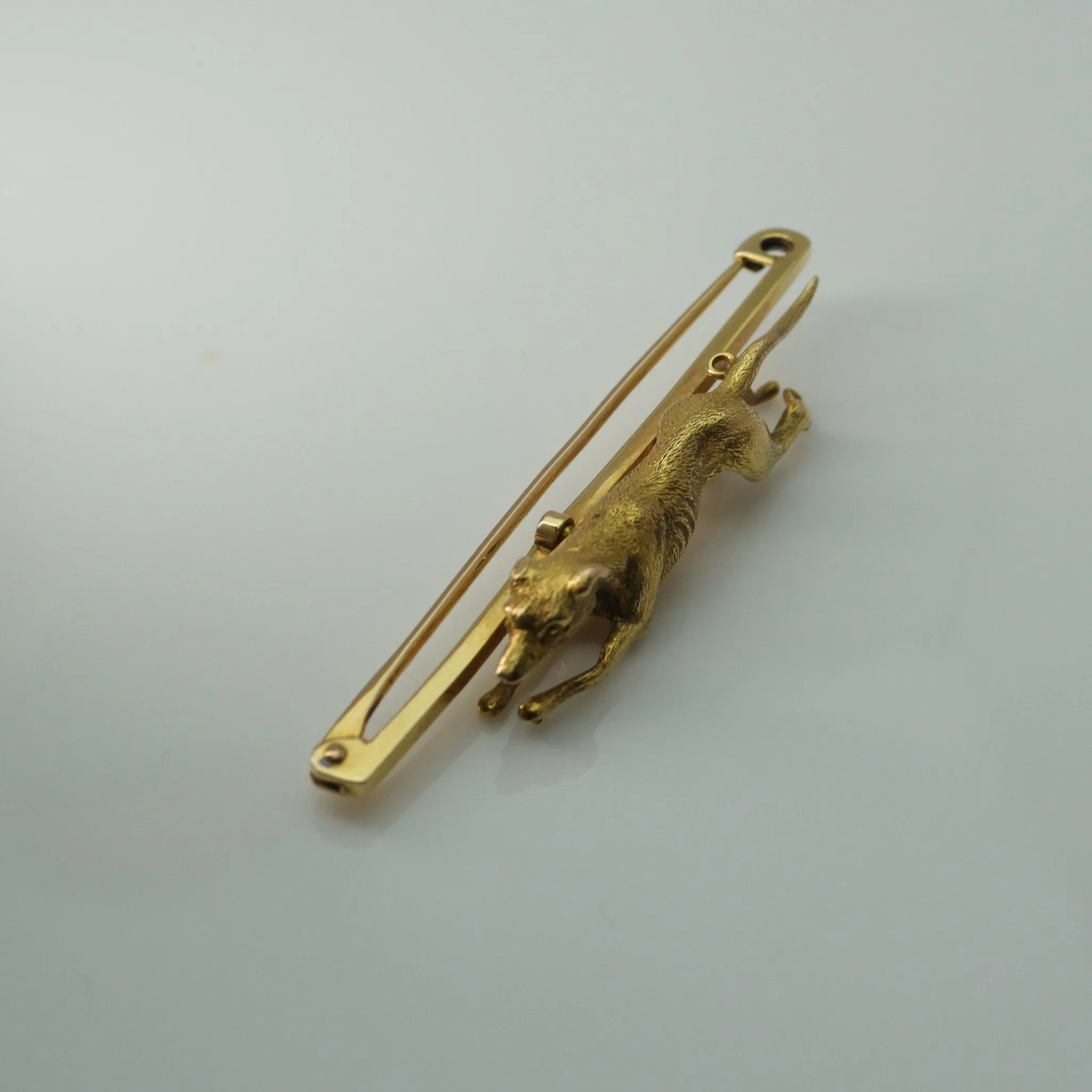 Yellow Gold Victorian Greyhound Bar Brooch