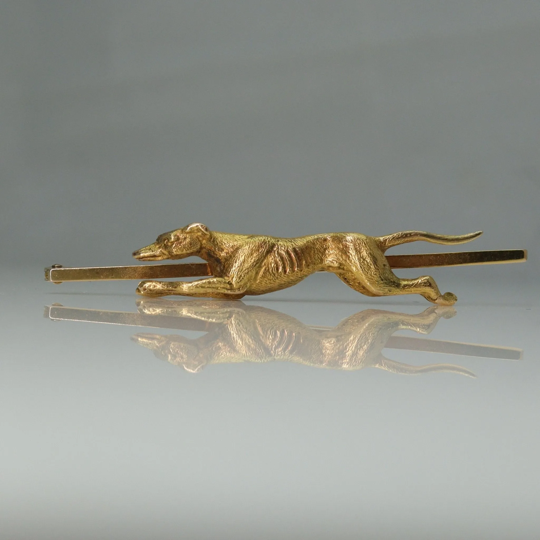 Yellow Gold Victorian Greyhound Bar Brooch