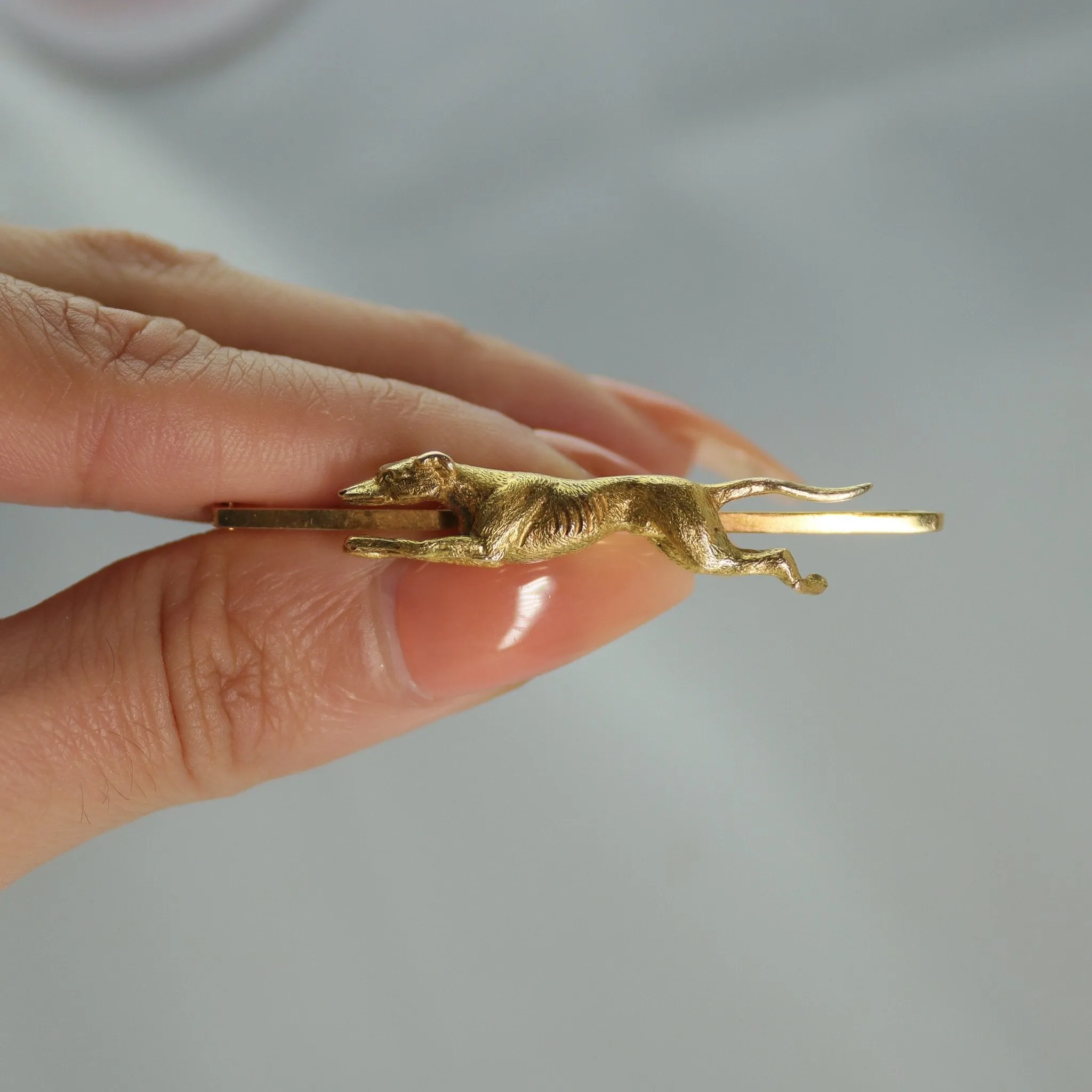 Yellow Gold Victorian Greyhound Bar Brooch